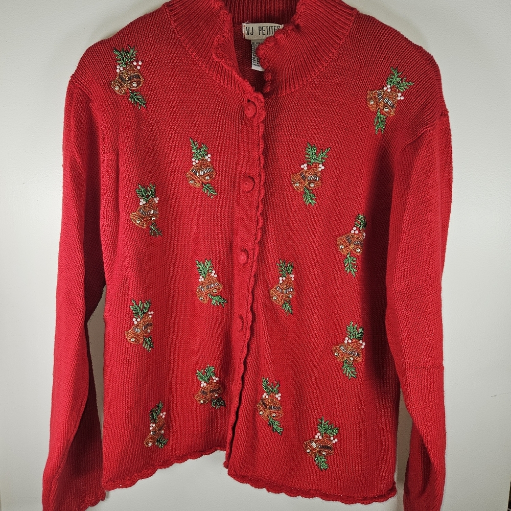 Vintage VJ Petites Red Bell Christmas Sweater